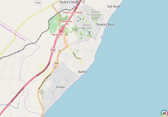 Map location of Ballito